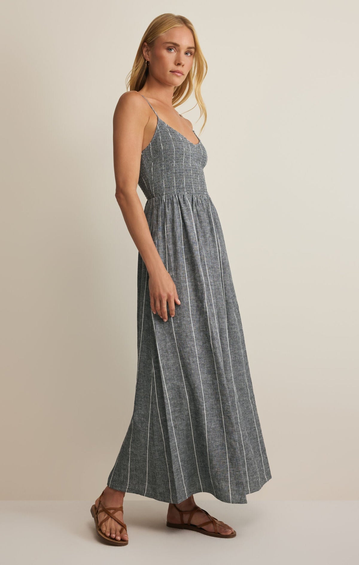 ROMY STRIPED LINEN MAXI DRESS *FS