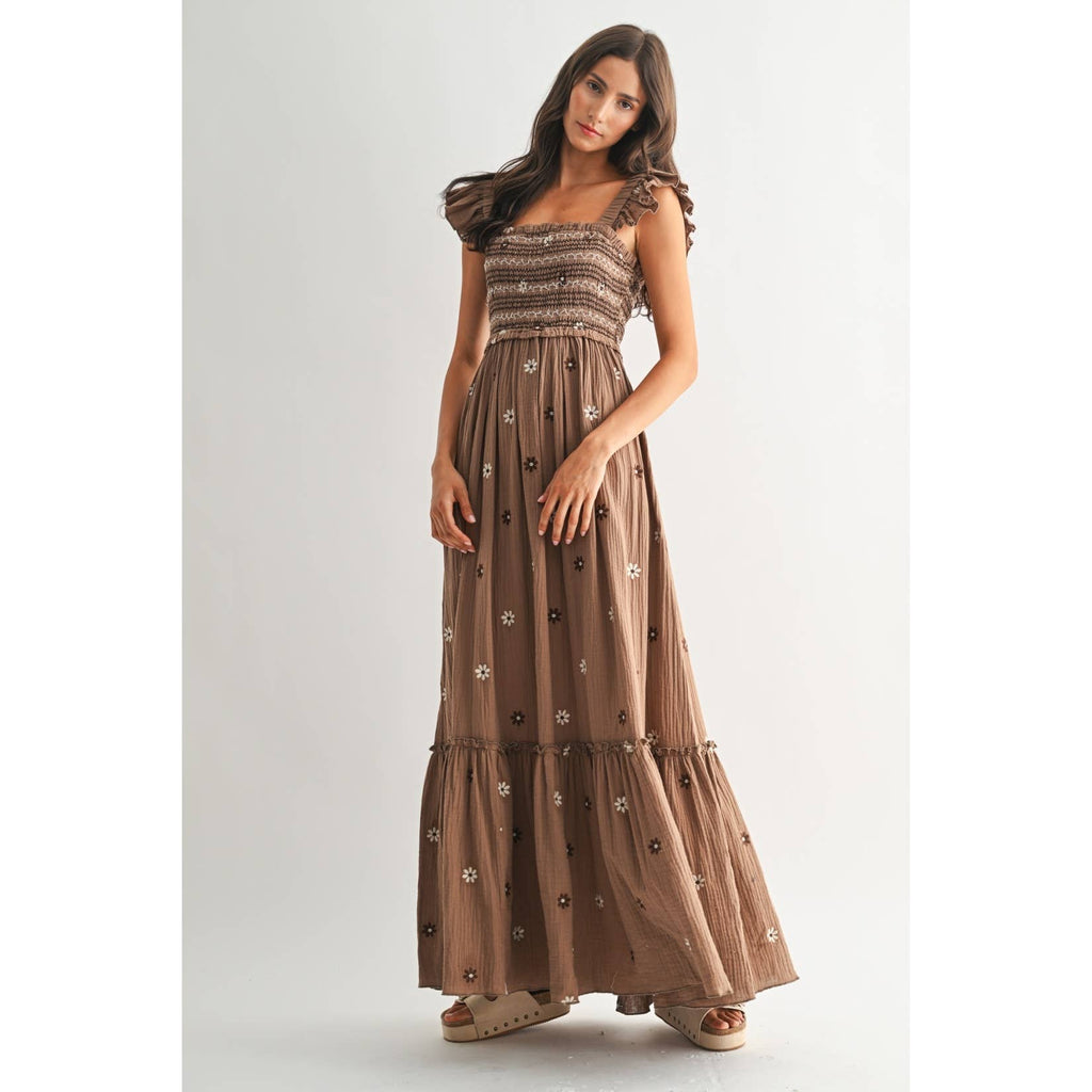 THE MARIBEL EMBROIDERED MIDI DRESS *FS