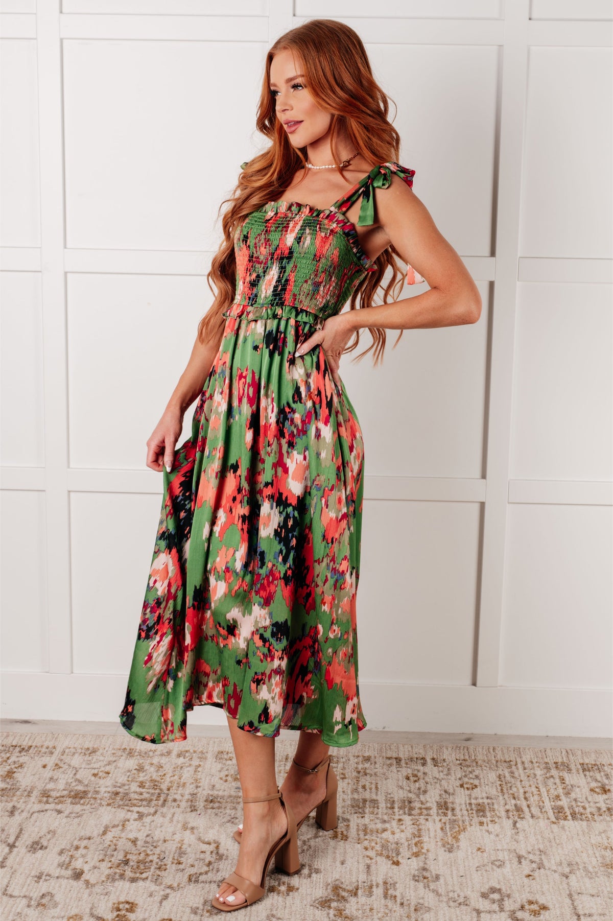 A Little While Longer Dress in Green (Online Exclusive)