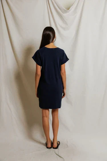 Perfect White Tee Laurie Short Sleeve Dress - Navy