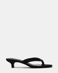 Tracie Black Suede Thong Strap Kitten Heels