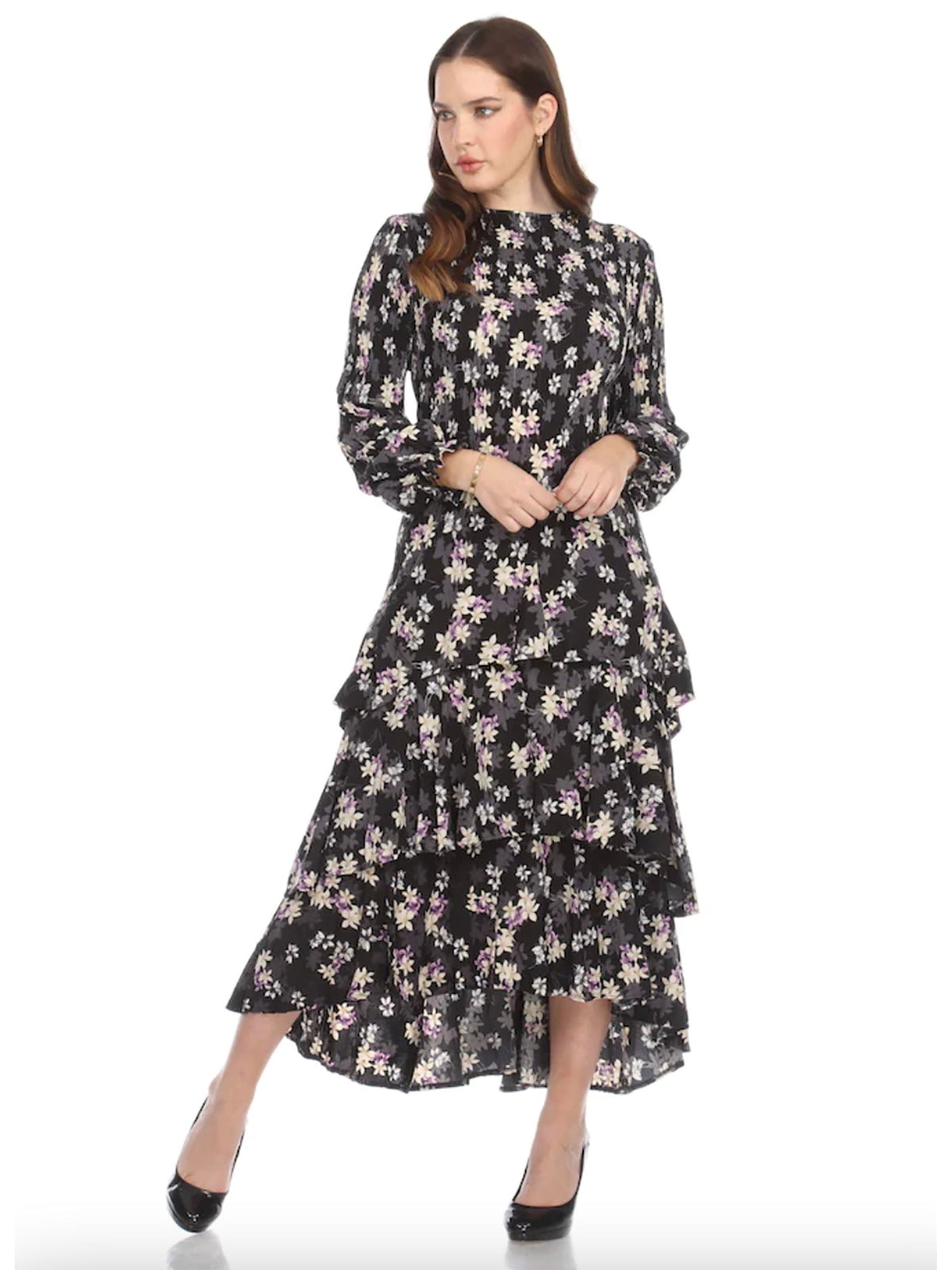 Veeca Long Sleeve Multi-Layer Dress