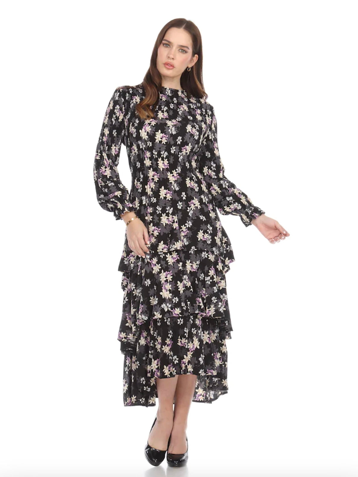 Veeca Long Sleeve Multi-Layer Dress