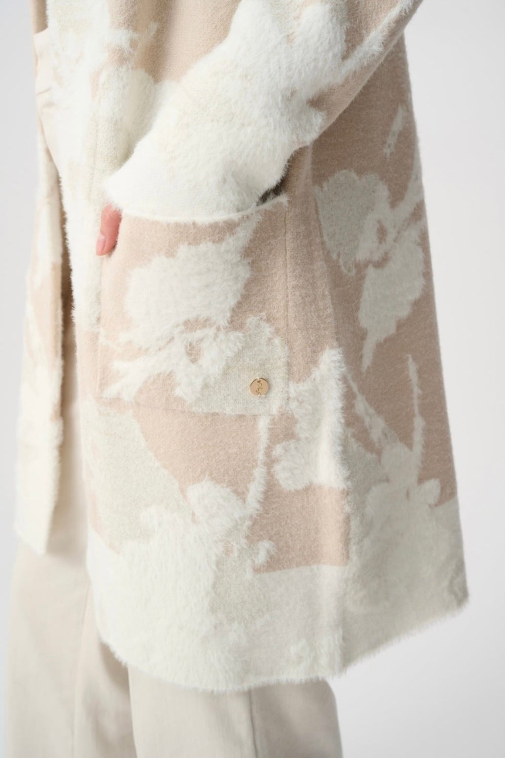 Abstract Jacquard Sweater Knit Long Cardigan