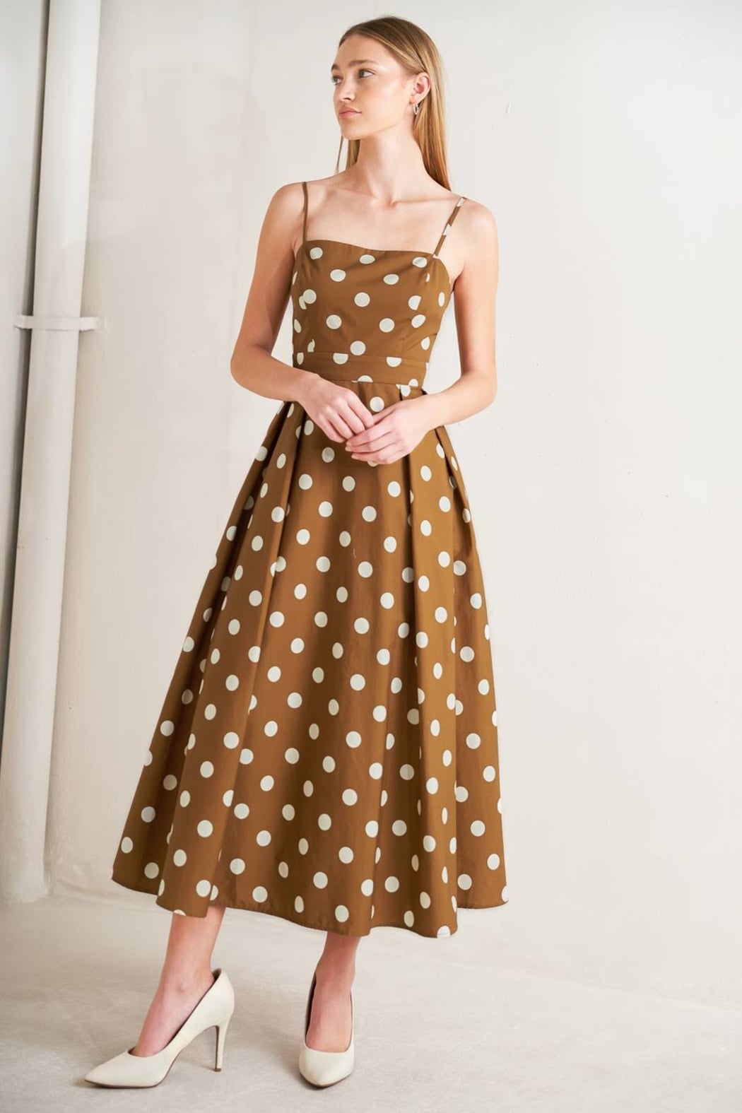 Brown/White polka dot dress