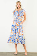 Capri Ruffle Sleeve Midi Dress