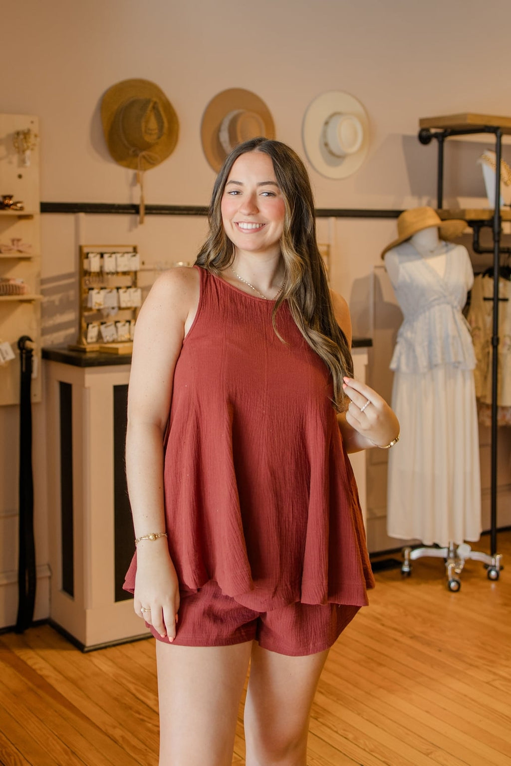 Cotton Gauze Flare Sleeveless Top