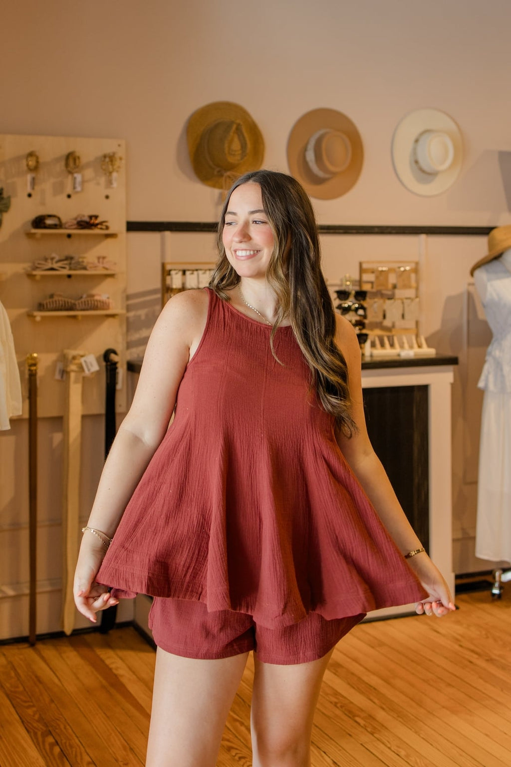 Cotton Gauze Flare Sleeveless Top