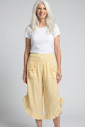 Yellow Stripe Ruffled Hem Pantaloon Pant