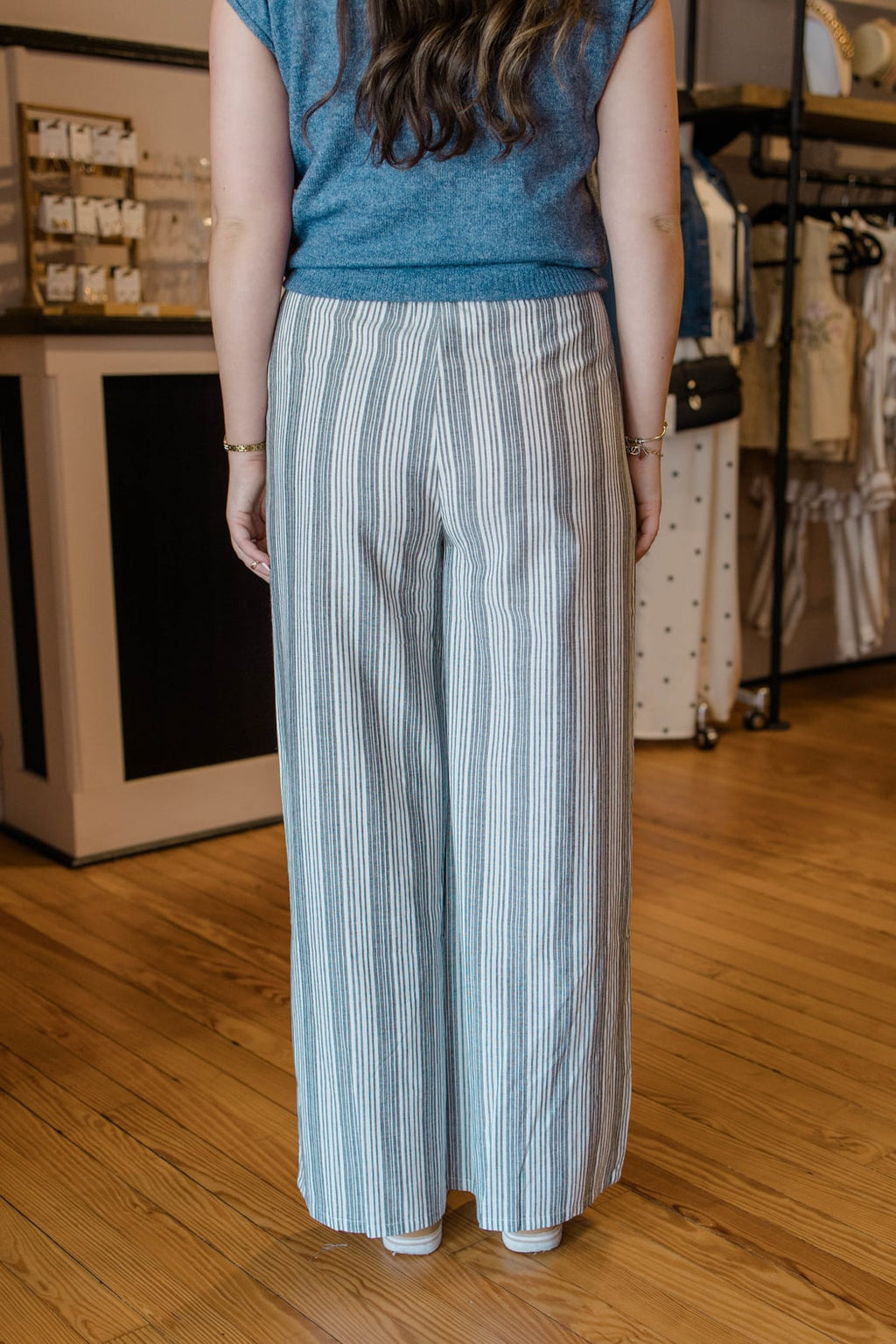 Dark Grey Striped Drawstring Pants by Lovestitch