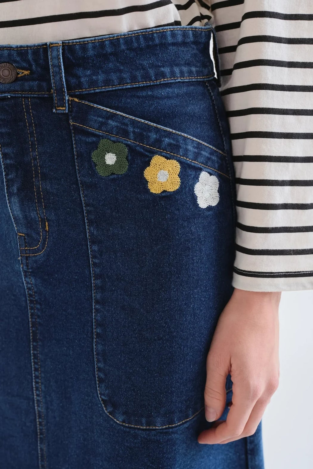 Denim Embroidered Skirt