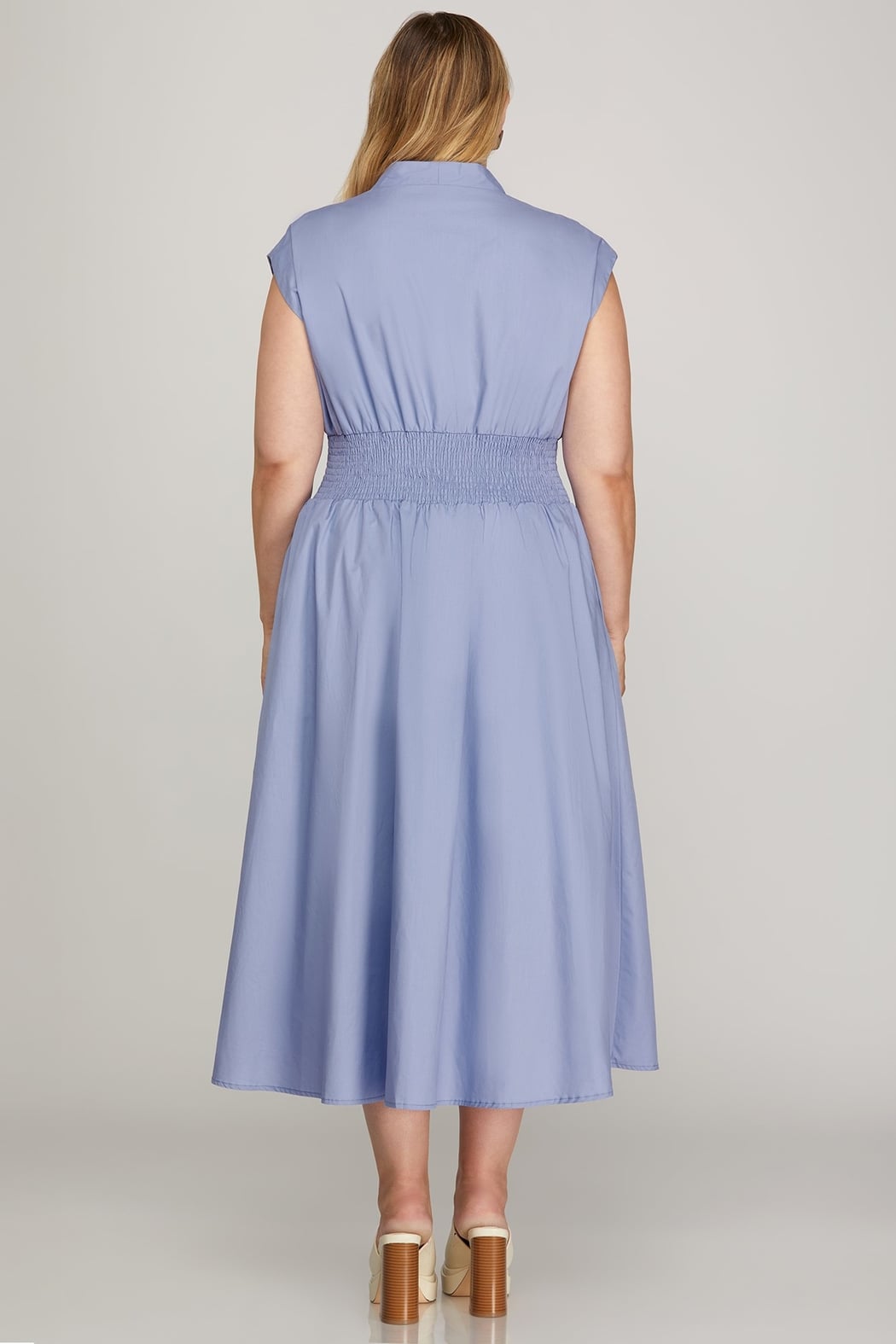 Drop Shoulder Smocked Midi Dress