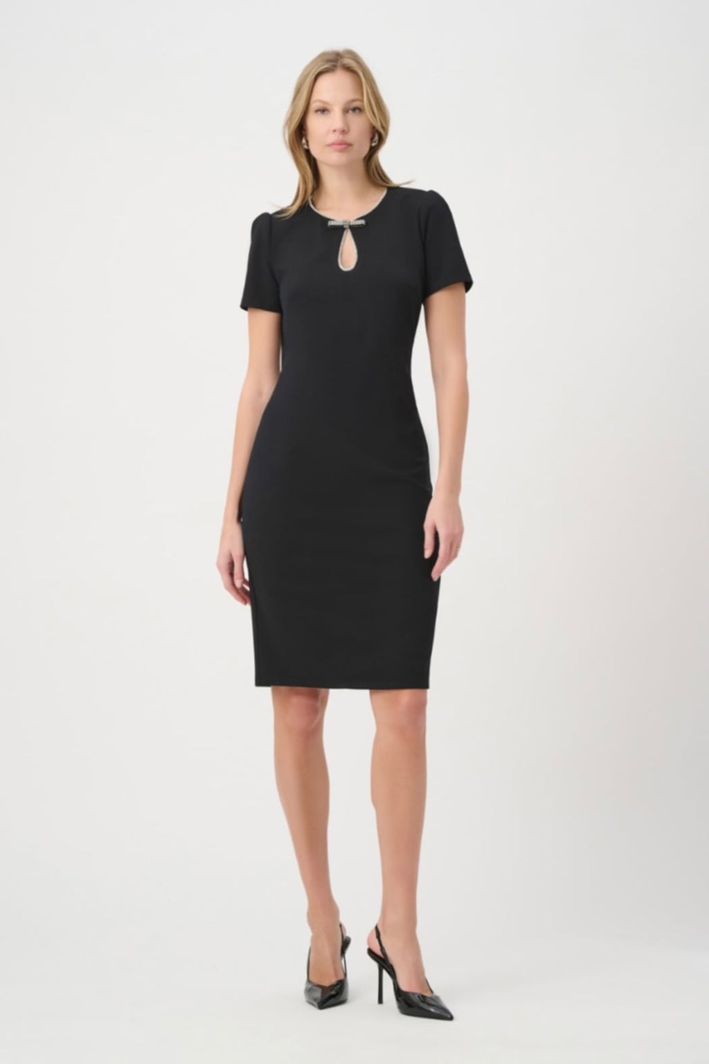 Embellished Bow Neckline Sheath Dress