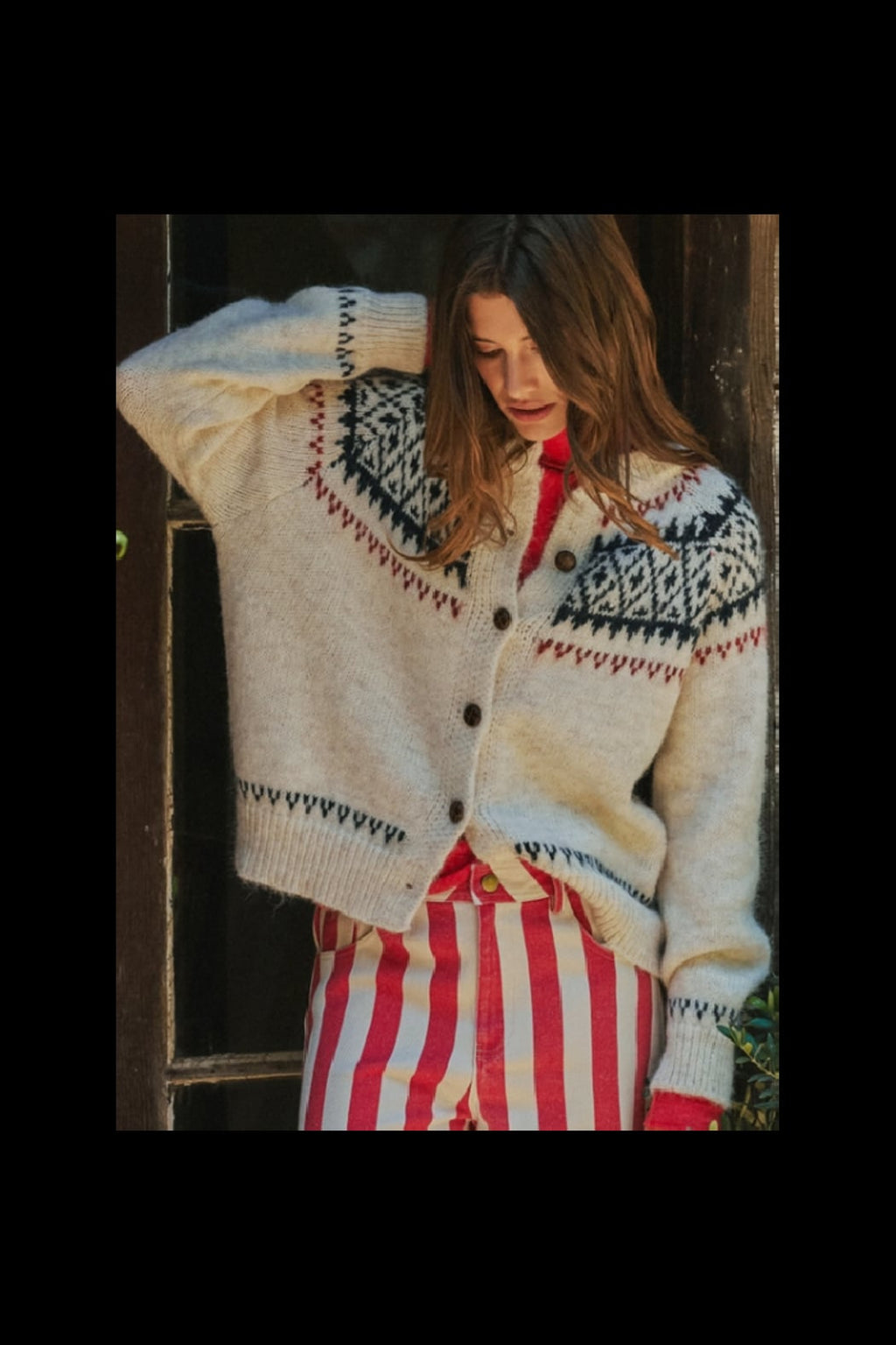 Fair Isle Nordic Toggle Knit Cardigan