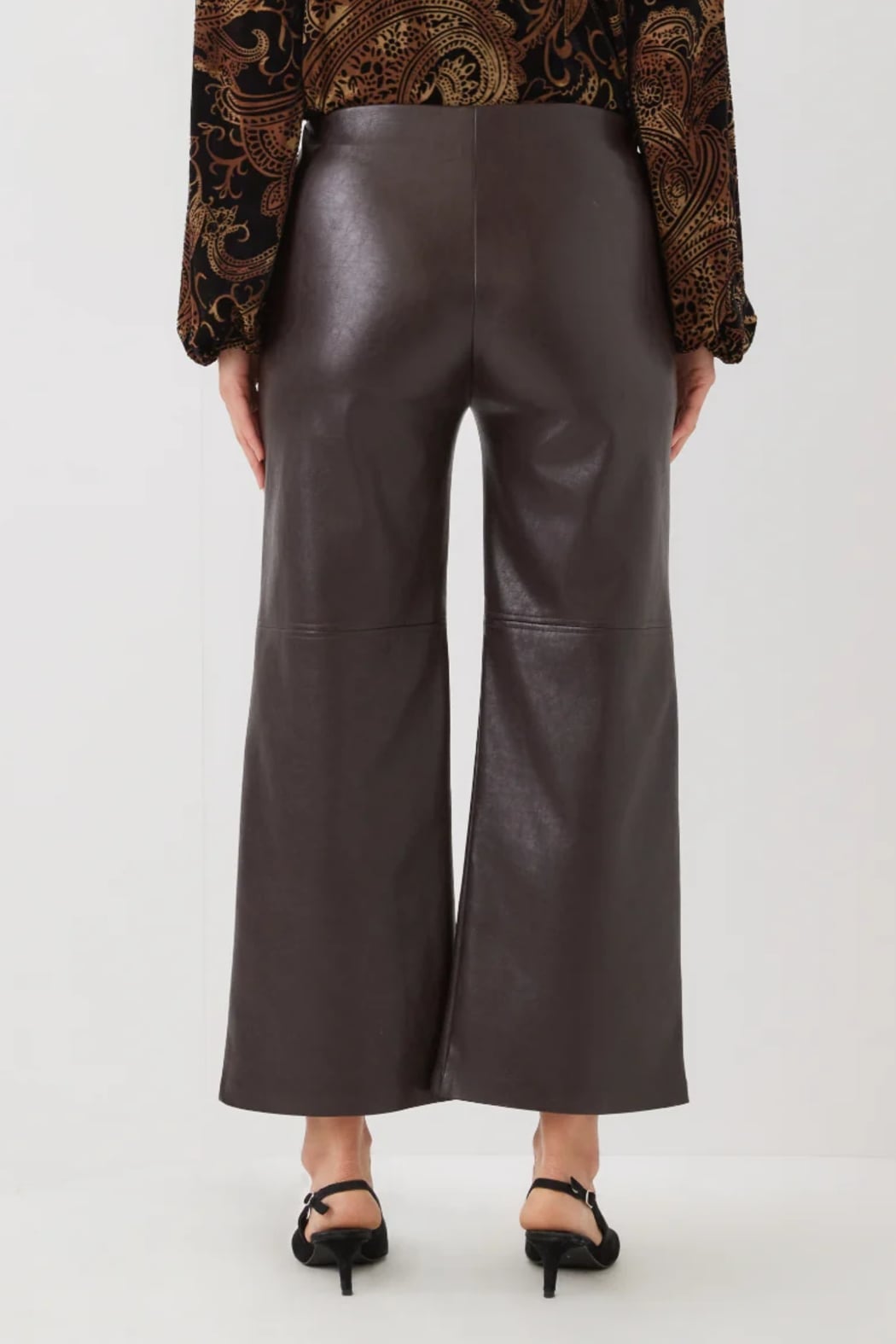 Faux Leather Pull-On Ankle Pants by Karen Kane