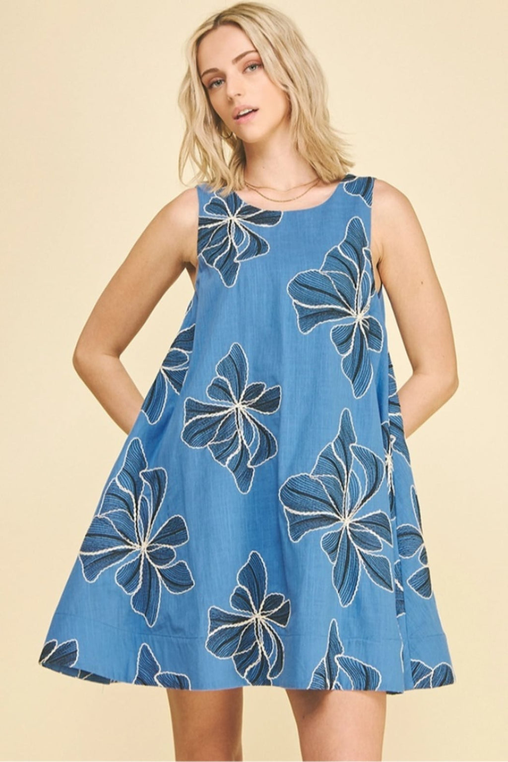 Floral Embroidered A-Line Mini Dress