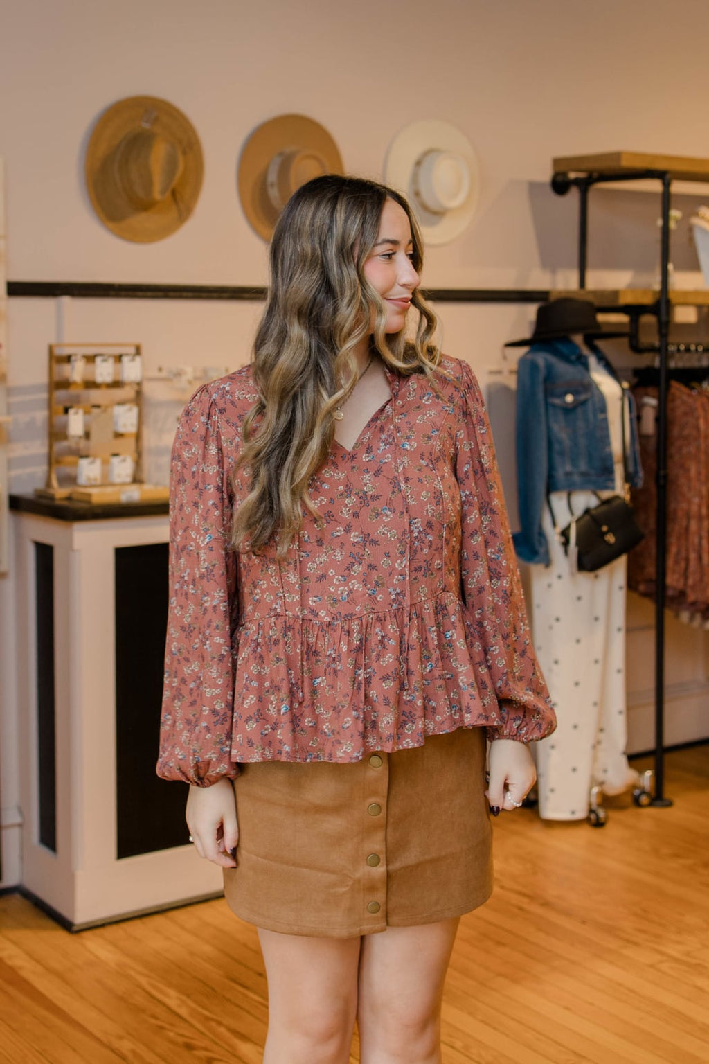 Floral Print V-Neck Chiffon Blouse
