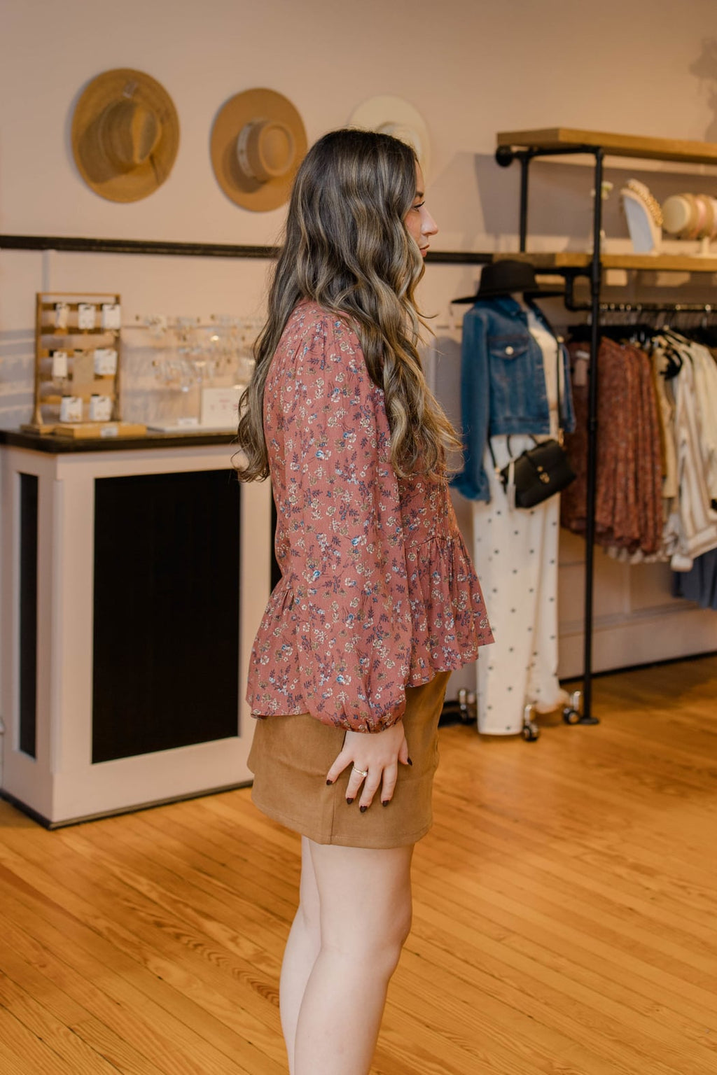 Floral Print V-Neck Chiffon Blouse
