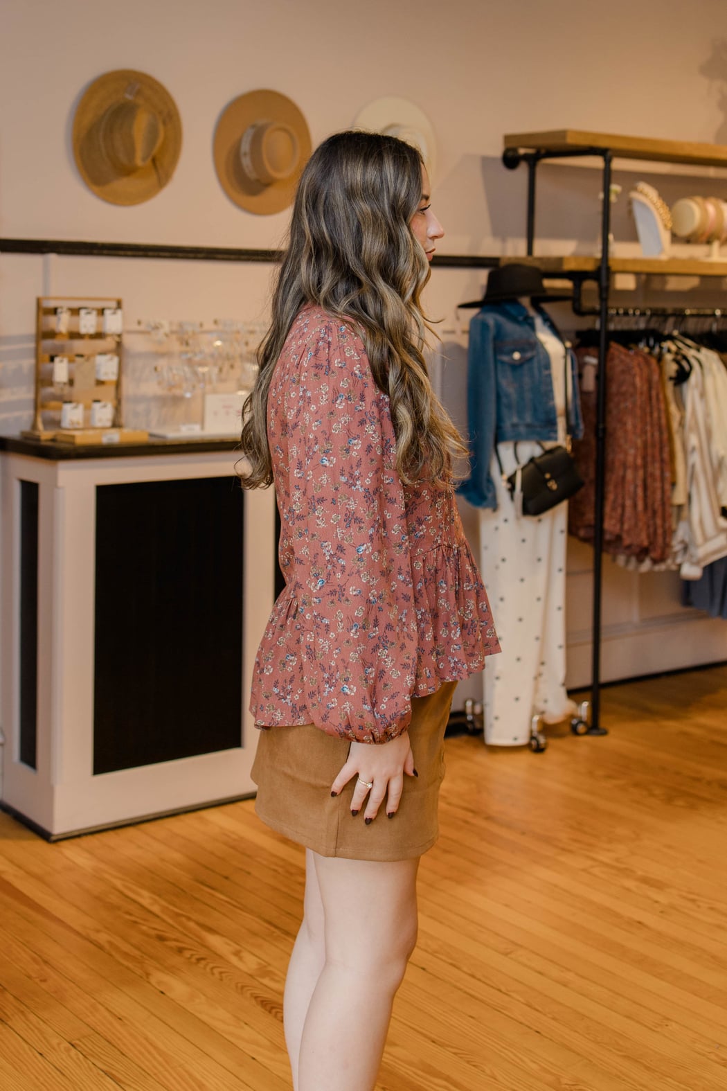 Floral Print V-Neck Chiffon Blouse