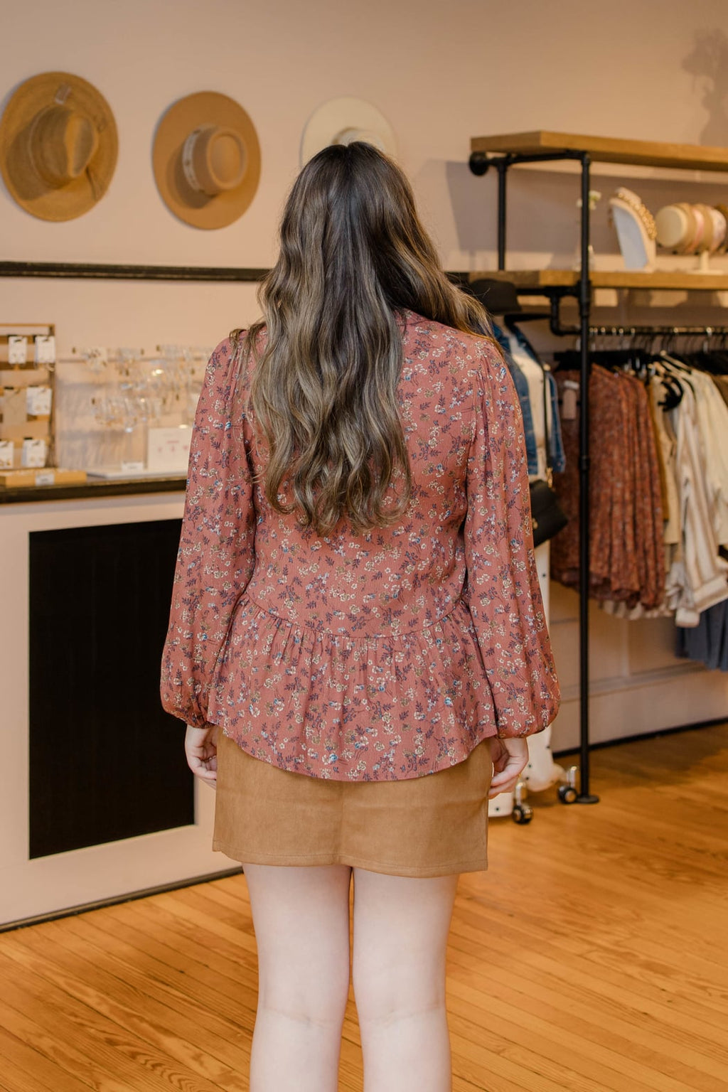 Floral Print V-Neck Chiffon Blouse