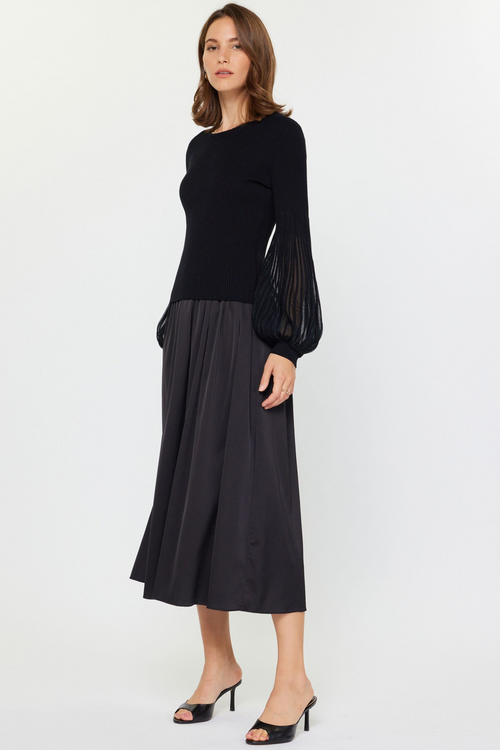 Bubble Sleeve Sweater Dress