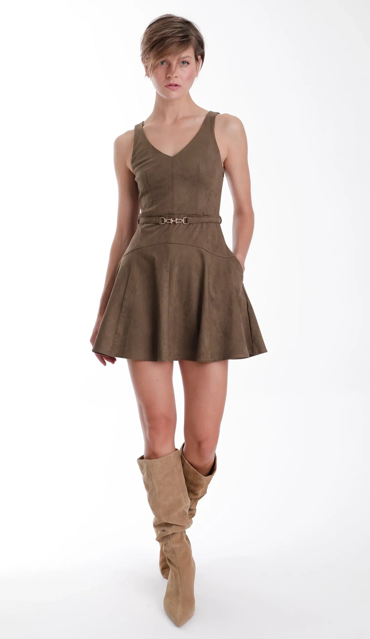 Karina Grimaldi Hanna Suede Mini Dress