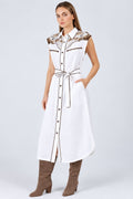 Juliet Embroidered Linen Blend Shirt Dress with Belt