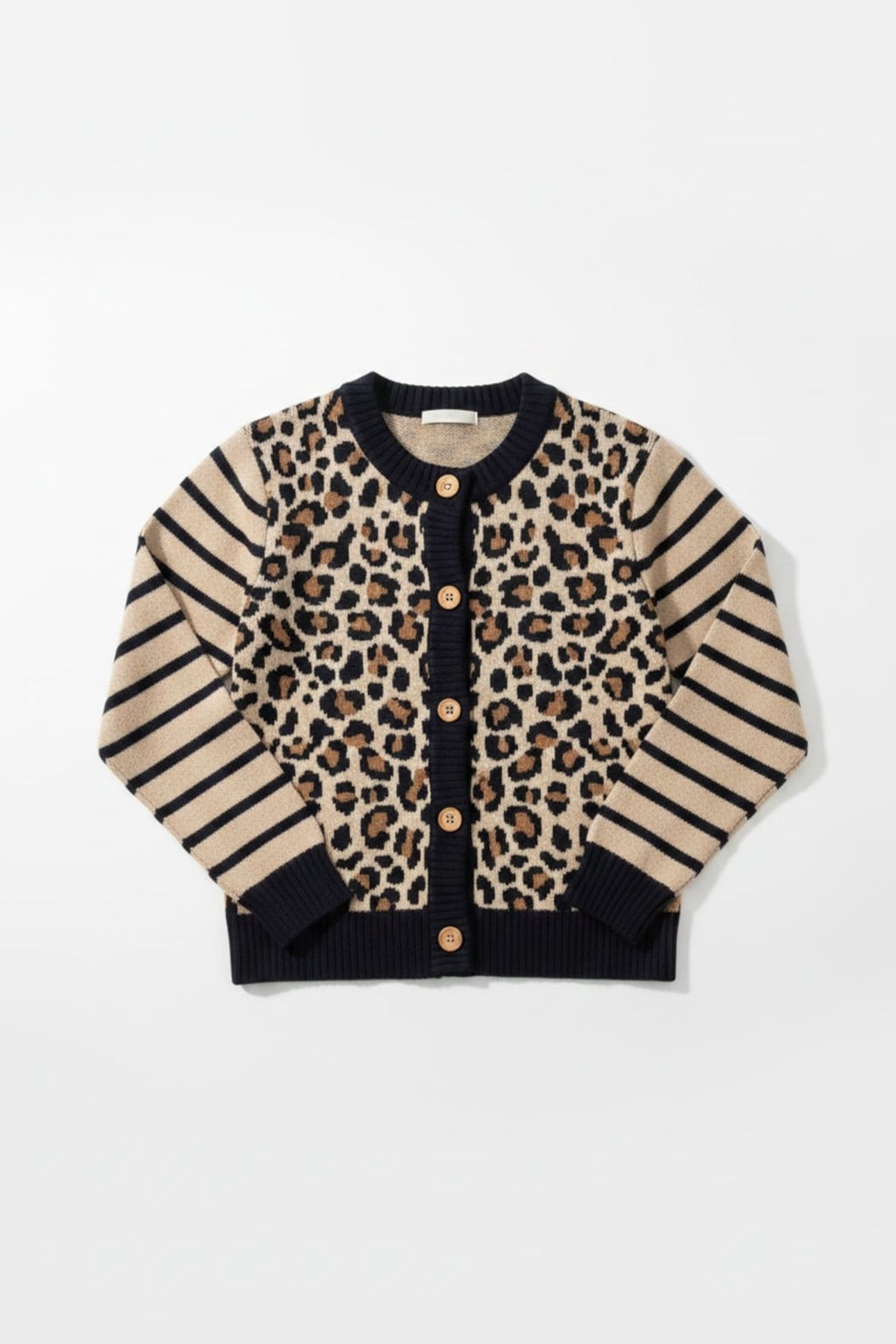 Leopard & Striped Sleeve Cardigan