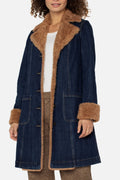 Melina Sherpa Trench with Trimmed Notch Collar, Cinder Bloom
