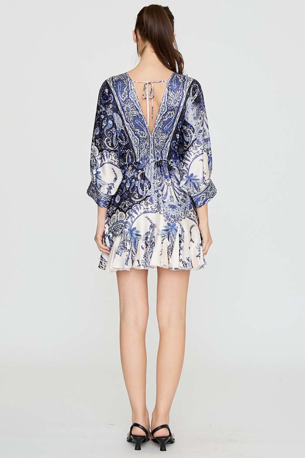 Paisley Print Tie Waist Mini Dress