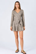 Phoebe Long Sleeve Rope Print Mini Dress with Belt