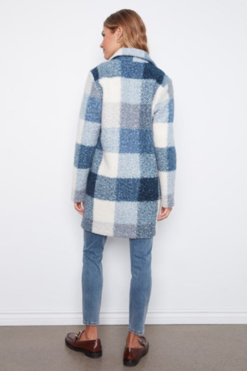 Plaid Bouclé Knit Coat