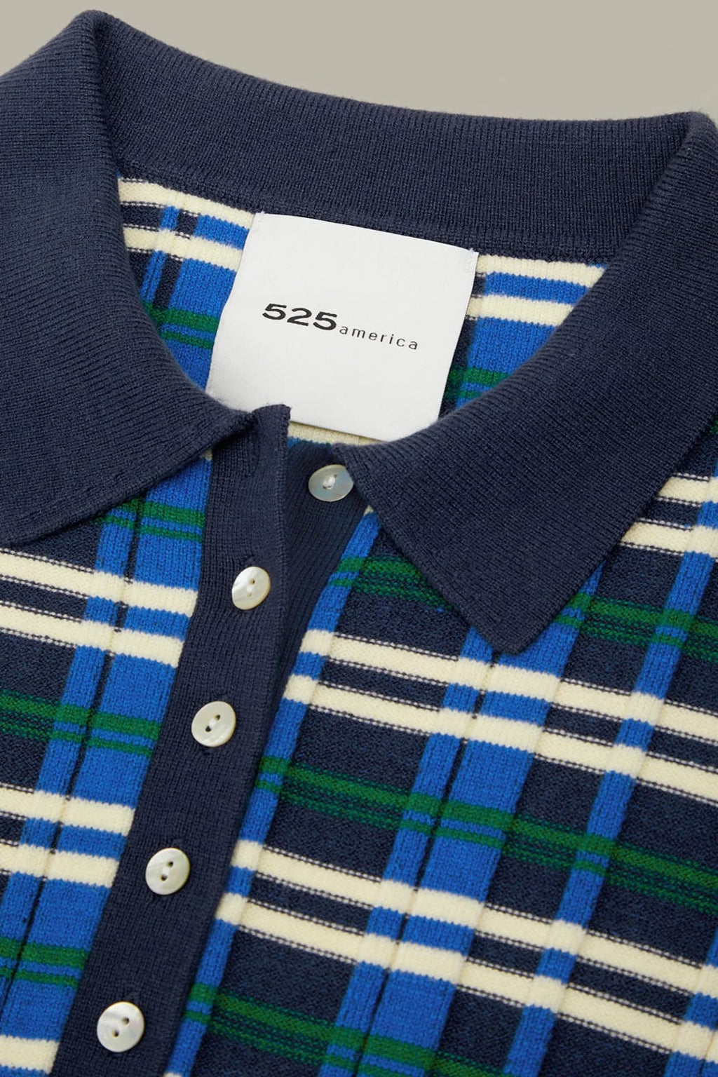 Plaid Rib Polo Top