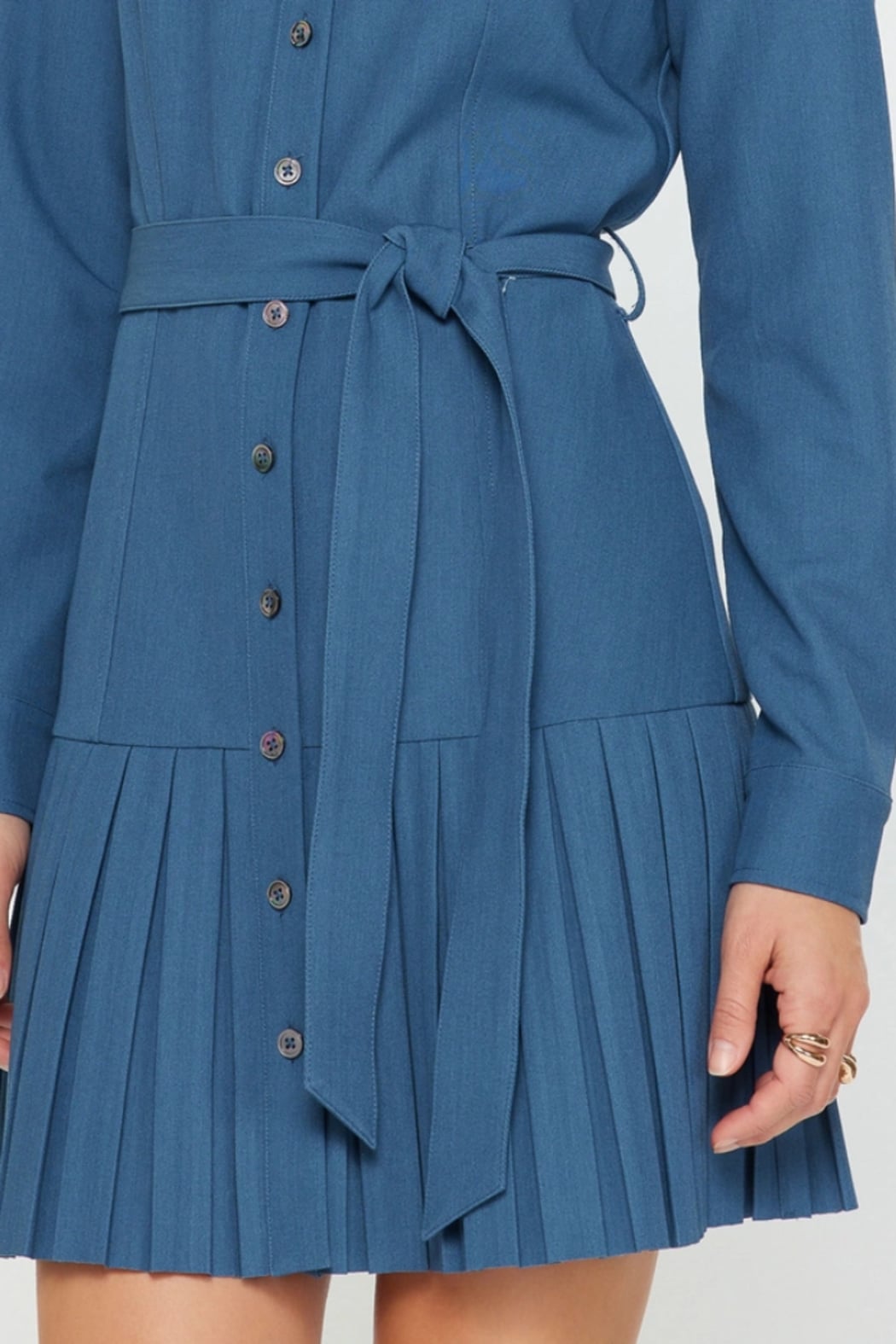 Pleated Button-Down Shirt Dress