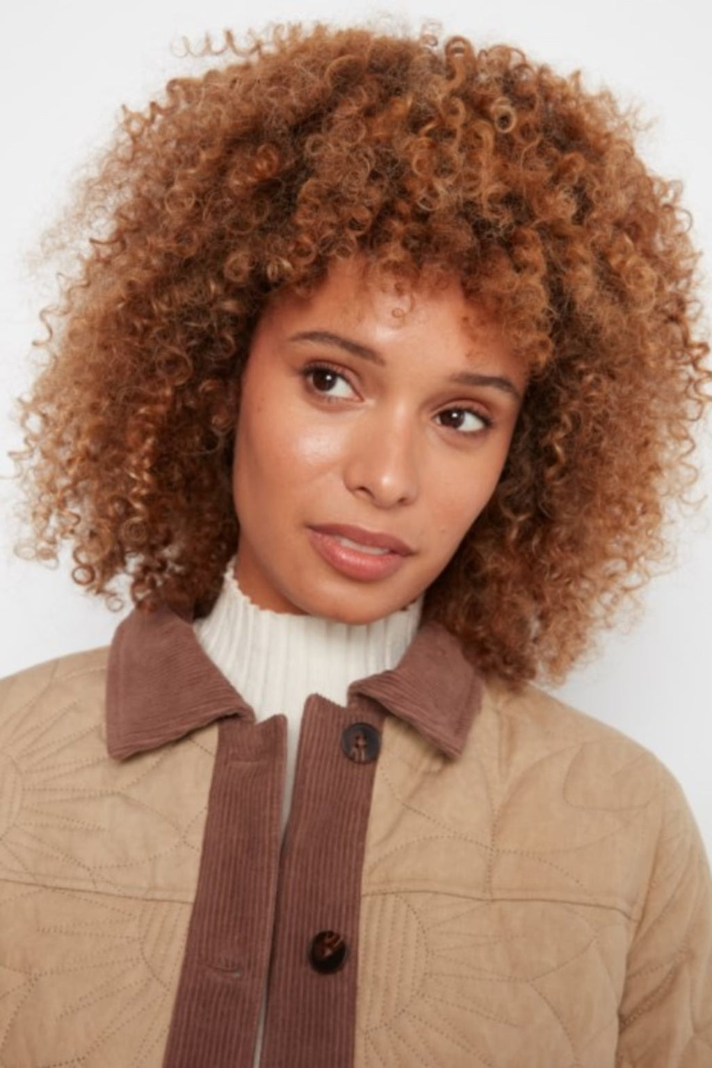Quilted Jacket with Corduroy Trim