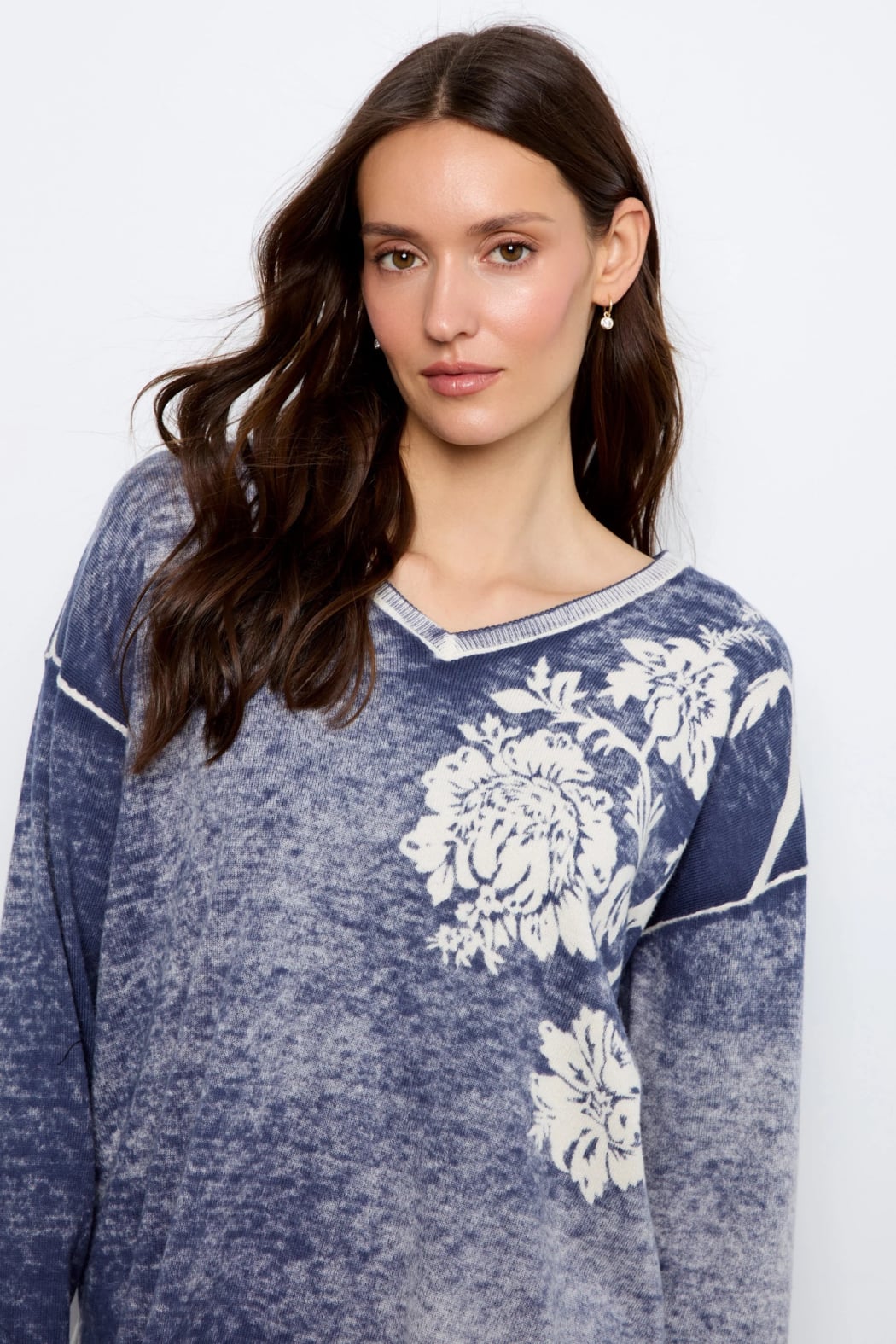 Reversible Floral V-Neck Sweater
