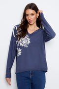 Reversible Floral V-Neck Sweater