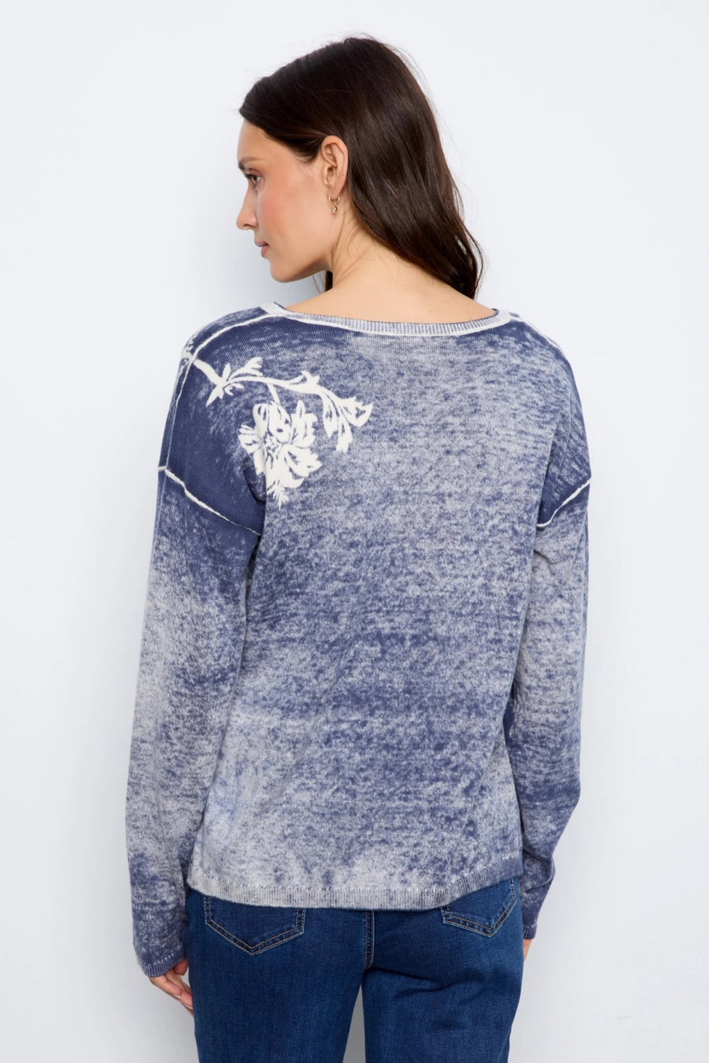 Reversible Floral V-Neck Sweater