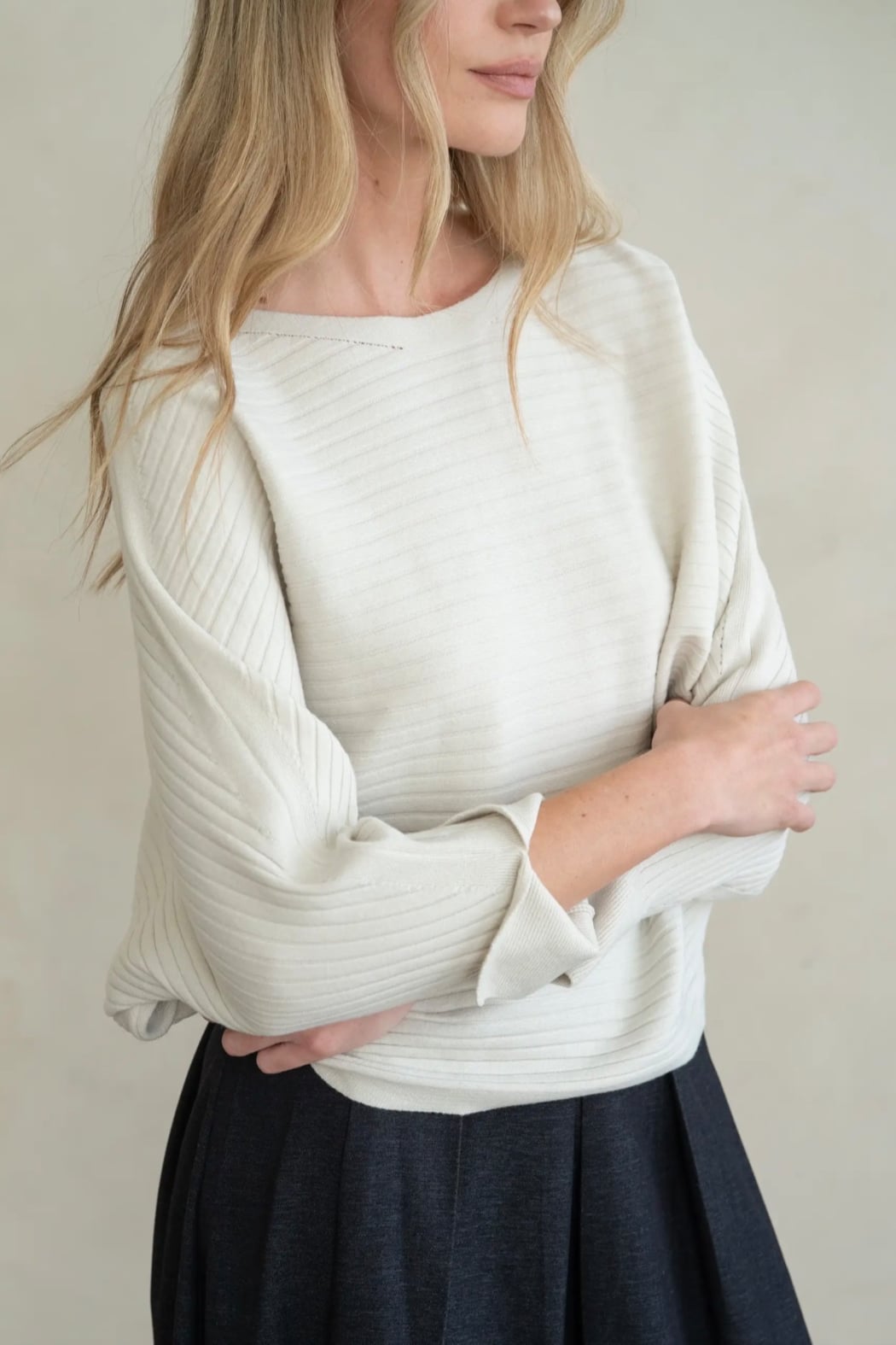 RIBBED DOLMAN KNIT TOP