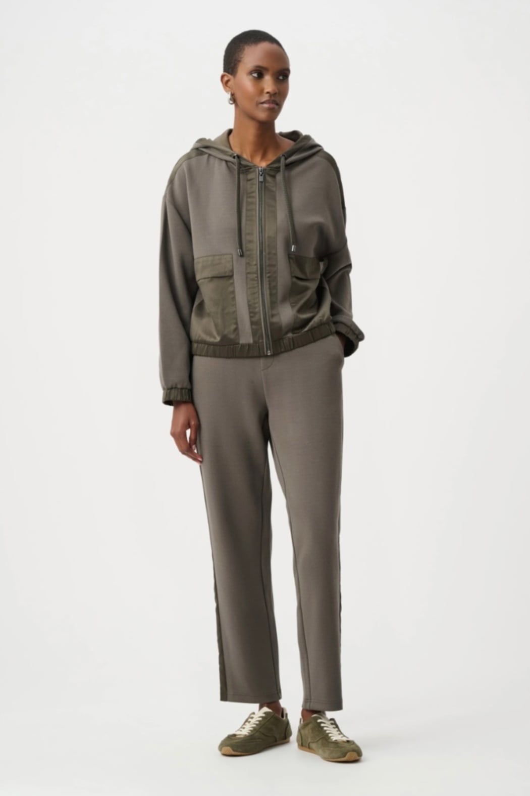 Scuba Jersey and Satin Hooded Boxy Jacket