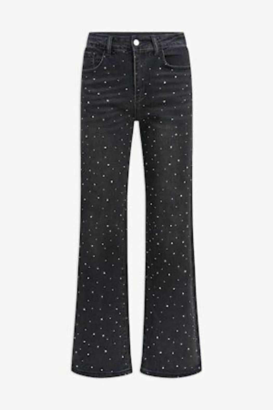 Silver Studded Straight Leg Black Denim