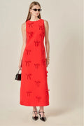 Sleeveless Bow Detail Midi Dress