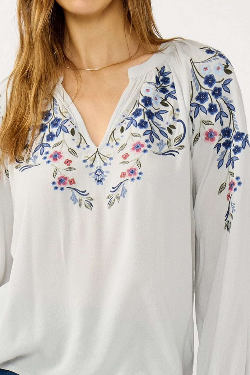 Split-Neck Crepe Blouse