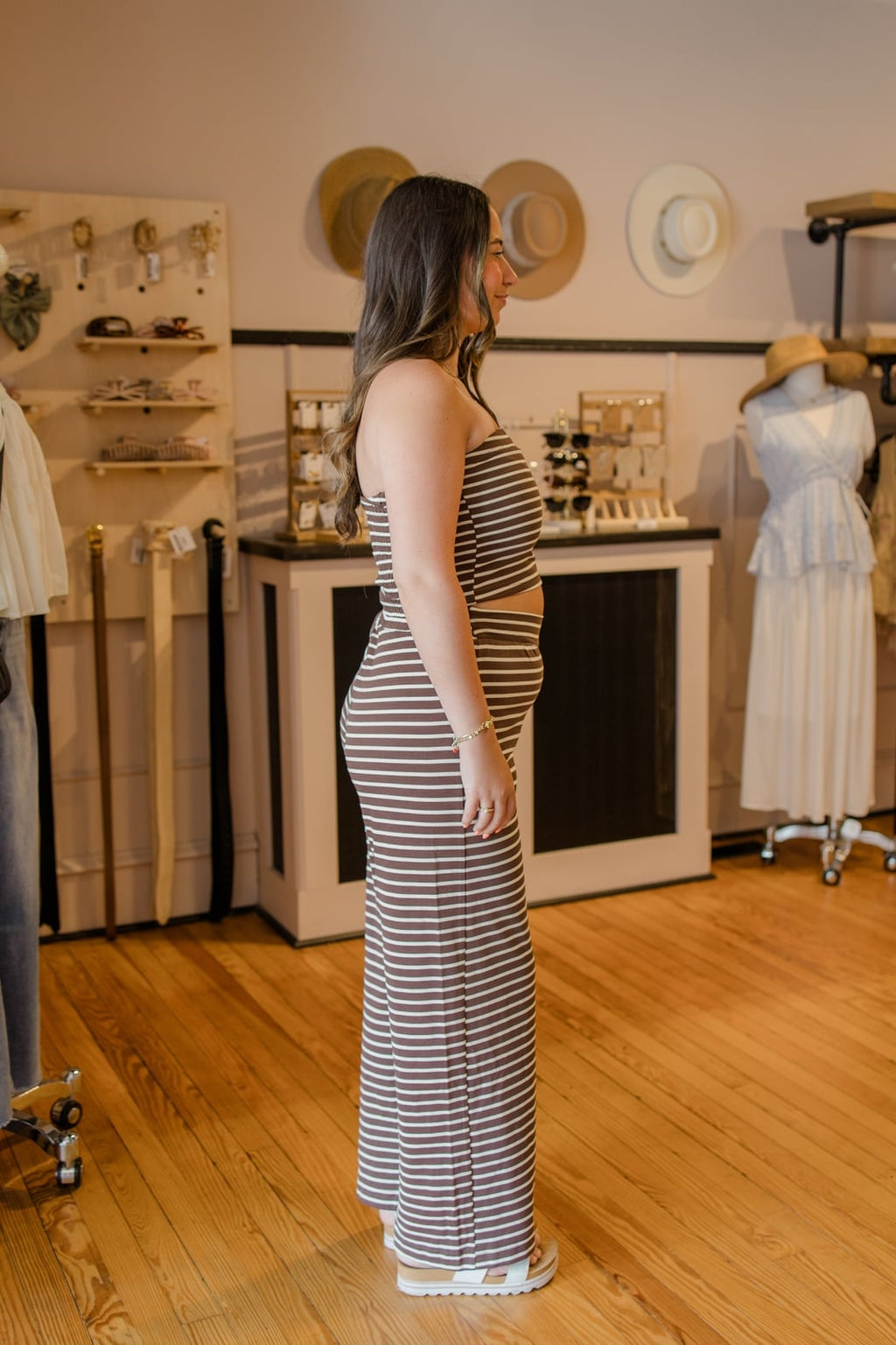 Striped Knit Wide Leg Pants