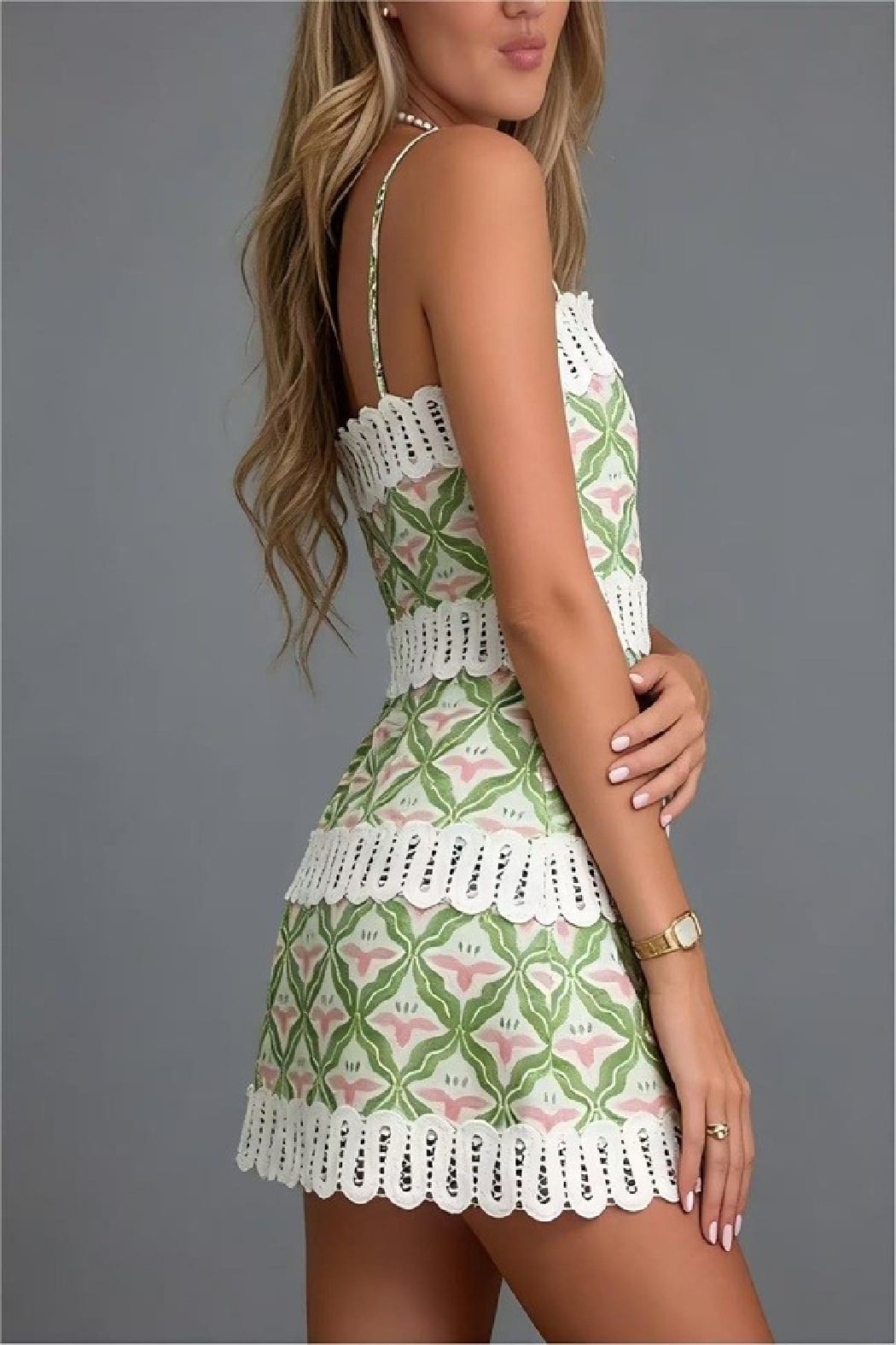 Green Geometric Print Dress