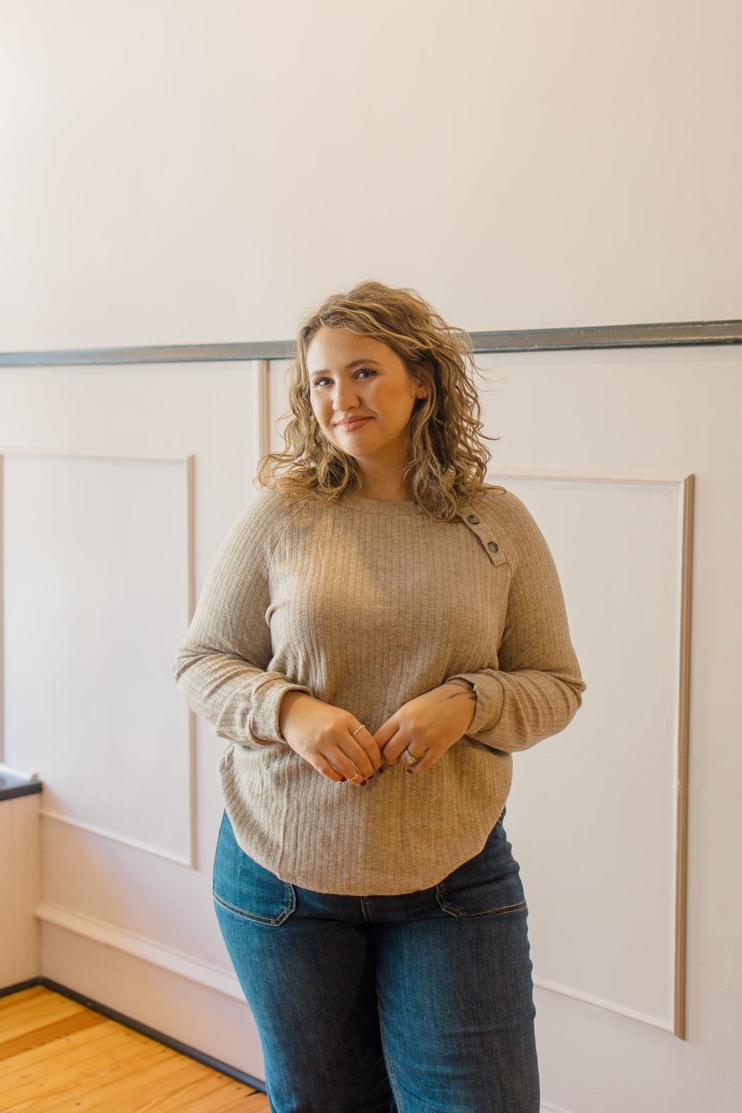 Tortoise Button Comfy Long Sleeve Sweater