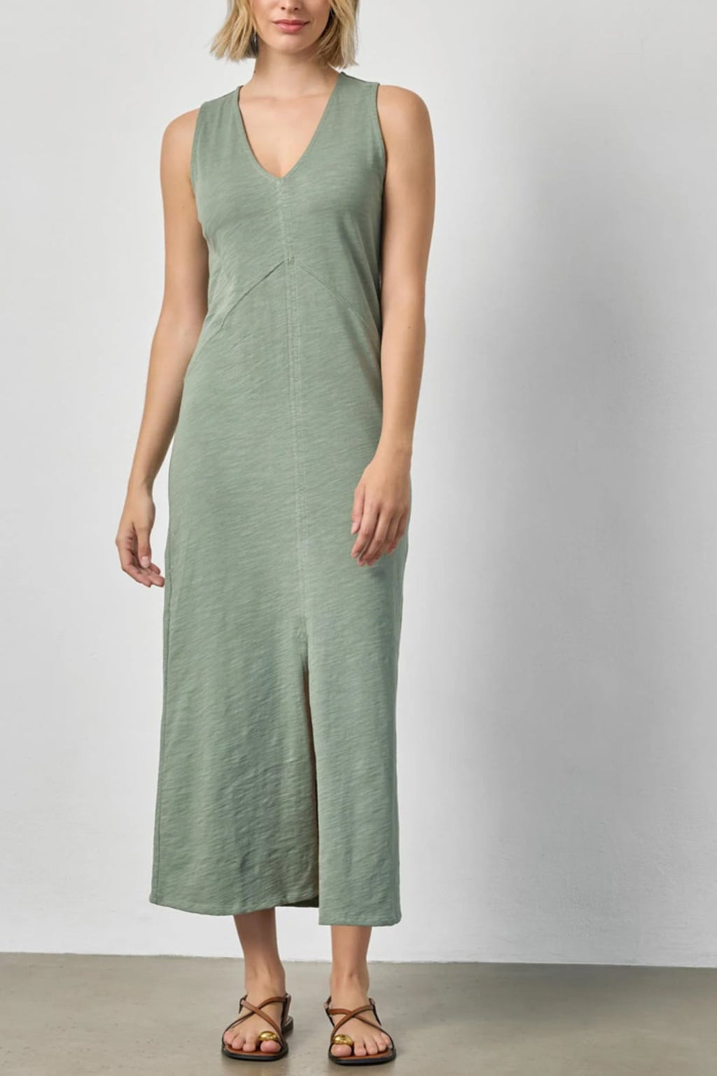 V Neck Seamed Maxi Dress