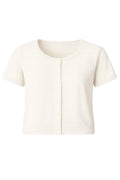 Yessenia Button Up Round Neck Short Sleeve Cardigan |