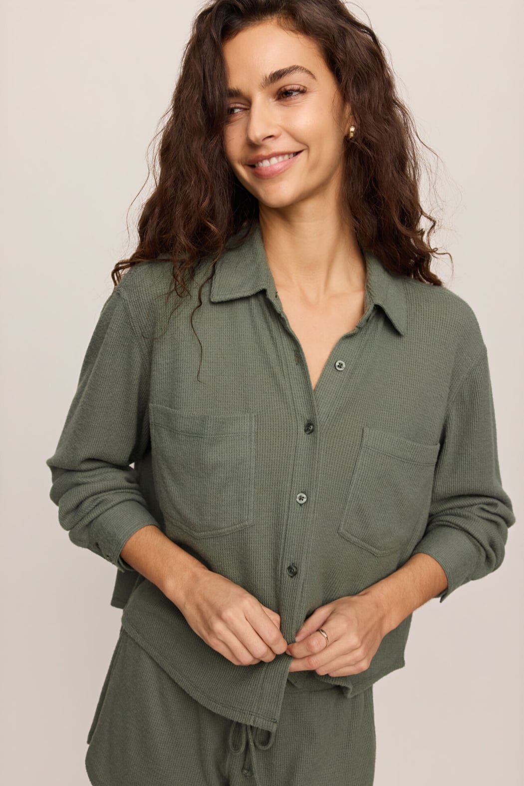 Z Supply Lounge Waffle Shirt in Monstera